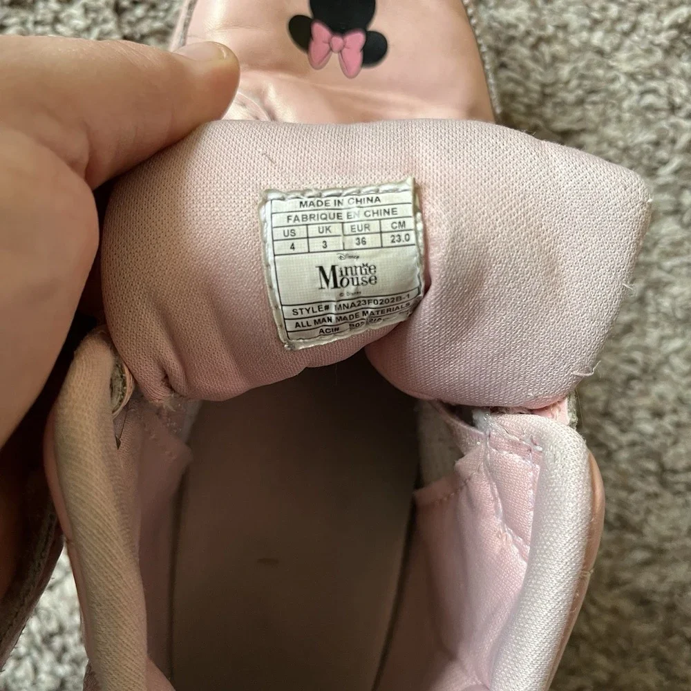 Disney Minnie Mouse Shoes Pink Girls Size 4 Hi Top No Lace‎